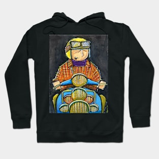 Retro Scooter, Classic Scooter, Scooterist, Scootering, Scooter Rider, Mod Art Hoodie